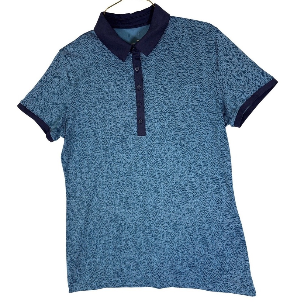 Under Armour Mens Fitted Golf Polo Shirt Blue Micro Dot Print Performance Medium